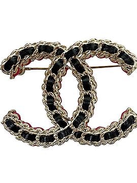 Chanel CHANEL CC Brooch Coco Black Pink B23B Champagne Gold Leather Chain Women's Men's (view 1)