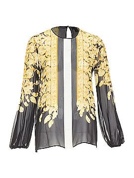 Giambattista Valli GIAMBATTISTA VALLI silk gold black grosgrain print sheer chiffon blouse IT38 XXS (view 1)