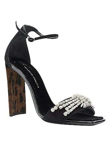 Giuseppe Zanotti Giuseppe Zanotti suede crystal embellished leopard sandal (view 1)