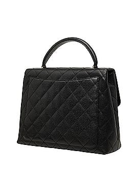 Chanel Chanel Coco Mark Matelassé Handbag, Top Handle, Black, Gold Hardware, Caviar Leather, Women's. (view 2)