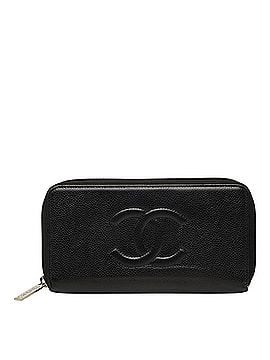 Chanel Chanel Coco Mark Round Zip Long Wallet, Black Caviar Leather, Women's CHANEL (view 1)