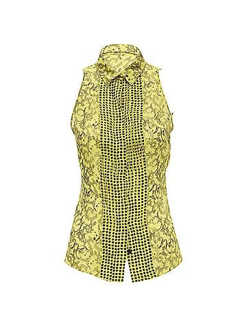 Versace Versace silk Baroque print dot pleated collar sleeveless shirt (view 1)
