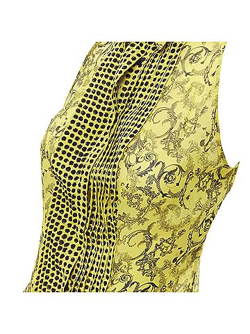 Versace Versace silk Baroque print dot pleated collar sleeveless shirt (view 2)