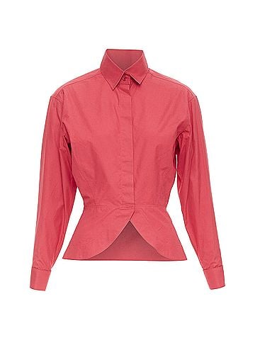 Alaïa Alaia cotton curved tulip petal peplum puff sleeves shirt (view 1)