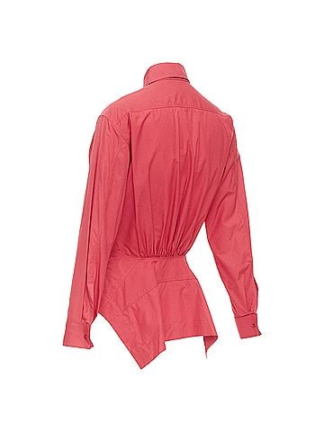 Alaïa Alaia cotton curved tulip petal peplum puff sleeves shirt (view 2)