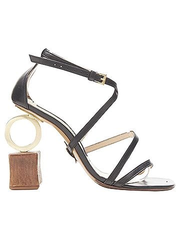 Jacquemus Jacquemus architectural wood block ring strappy heel (view 1)