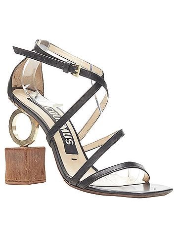 Jacquemus Jacquemus architectural wood block ring strappy heel (view 2)