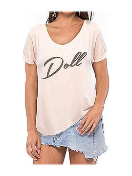 South Parade Valerie Doll V-Neck Tee in Pink (view 2)