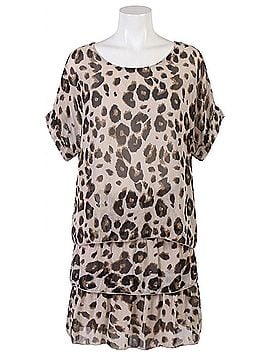 GiGi Moda Monica Leopard Print Silk Kaftan Blouse in Beige (view 1)