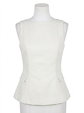 Line & Dot Adelaide Cotton Front Pocket Top in Ecru (view 1)
