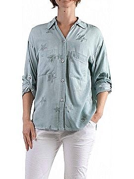 GiGi Moda Spazio Long Sleeve Button Down Shirt in Lake Green (view 2)