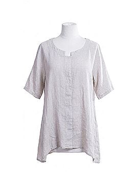 GiGi Moda Tanya Linen Tunic Short Sleeve Top in White (view 1)