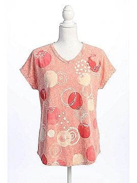 Jess & Jane Magic Dots Mineral Washed Cotton Short Sleeve Top in Coral (view 1)