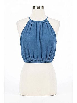Elan Capri Halter Crop Top in Dark Blue (view 1)