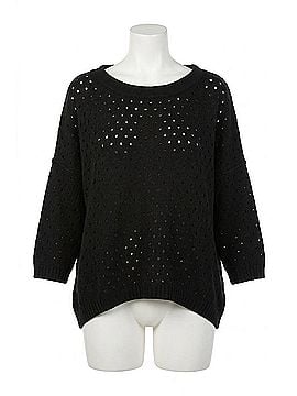 Planet By Lauren G Nantucket Crewneck Sweater in Black (view 1)