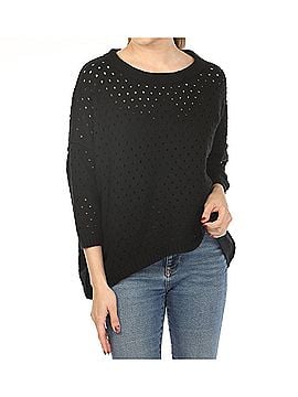 Planet By Lauren G Nantucket Crewneck Sweater in Black (view 2)