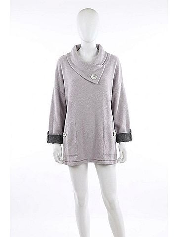 Neon Buddha Button Neck Oversized Tunic Top in Amethyst (view 1)