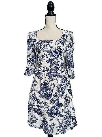 JLUXLABEL 3/4 Sleeve Mini Floral A-Line Dress Casual Dress (view 1)