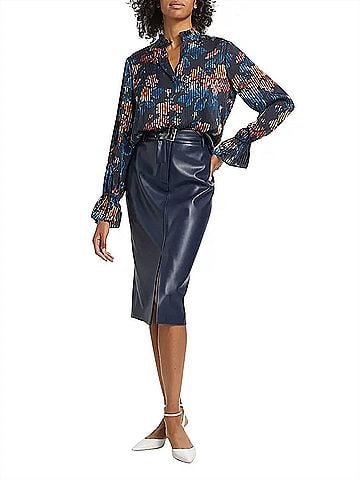 Elie Tahari Hollis Floral &amp; Stripe Blouse in Paradise Print (view 2)
