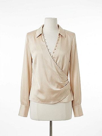 L'Agence Bernice Wrap Blouse Top in Champagne (view 1)