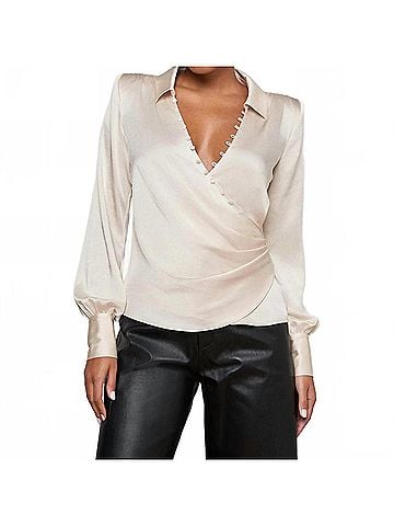 L'Agence Bernice Wrap Blouse Top in Champagne (view 2)