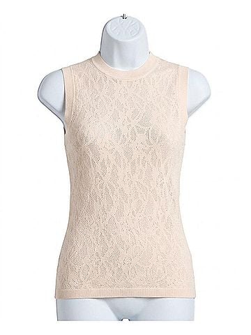 Z Supply Tibi Mesh Sleeveless Crew Tank Top in Cloud (view 1)