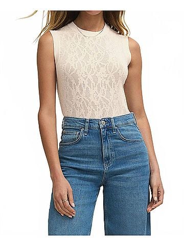 Z Supply Tibi Mesh Sleeveless Crew Tank Top in Cloud (view 2)
