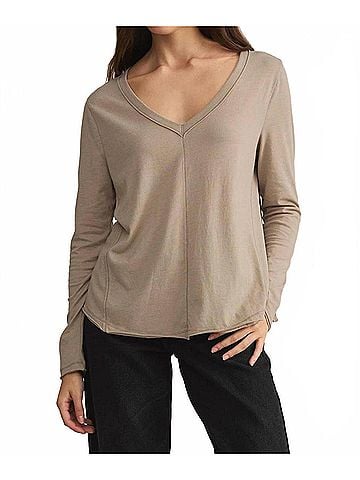 Z Supply Vail Long Sleeve Top in Pebble Moon (view 2)