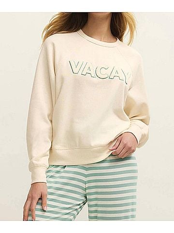 Z Supply Vacay Crewneck Sweatshirt in Vanilla Ice (view 2)
