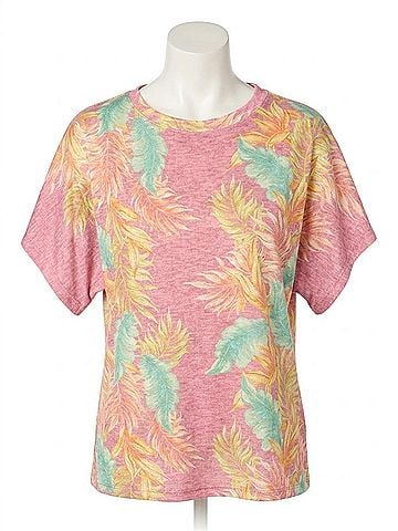 Democracy Short Dolman Sleeve Scoop Neck Printed Top in Wild Mulberry Multi (view 1)