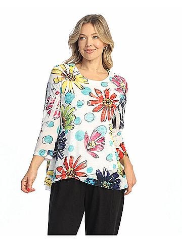 Jess & Jane Burnout Mesh Contrast Top in Arabella (view 2)