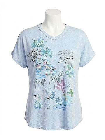 Jess & Jane Mineral Washed Cotton Top in Caribe Sky (view 1)