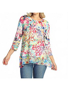 Jess & Jane Chiffon Hem Top in Meadow (view 2)