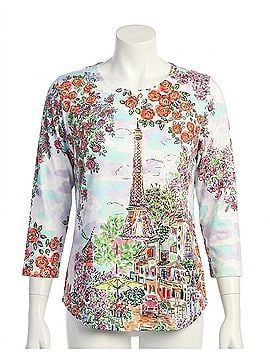 Jess & Jane Round Hem Top in Paris Cafe (view 1)