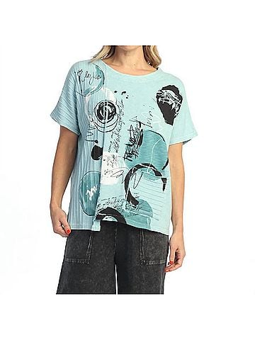 Jess & Jane Mineral Washed Cotton Rib Contrast Top in Tempo (view 2)