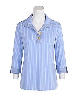 Frank Lyman Design Striped Tunic Blouse in Blue (view 1)