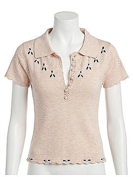 Heartloom Galette Polo Top in Ivory (view 1)