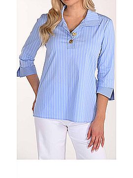 Frank Lyman Design Striped Tunic Blouse in Blue (view 2)