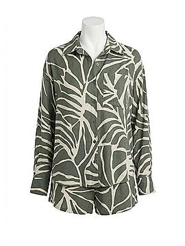 Z Supply Alfie Tova Palm Button Up Top in Tea Leaf (view 1)