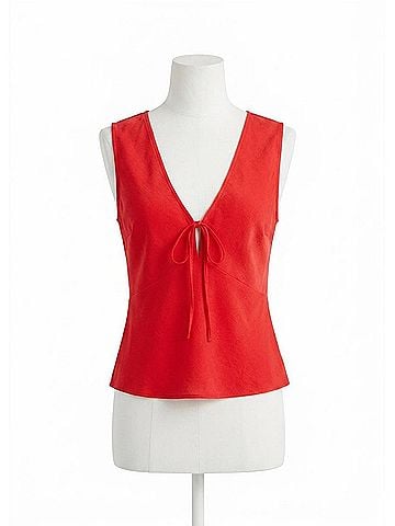 Z Supply Luana V Neck Satin Top in Kiss Me Red (view 1)