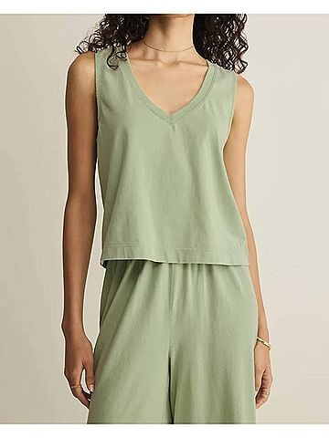 Z Supply Sloane V-Neck Top in Crystal Green (view 2)