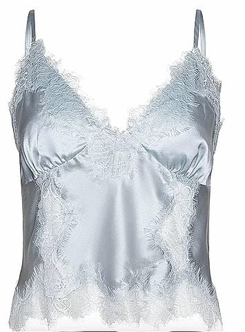 L'Agence Kimber Silk Lace Camisole in Pale Mist Blue (view 1)