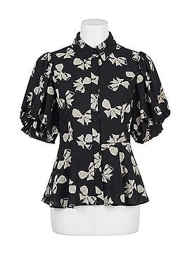 Gracia Peplum Hem Blouse in Black/Beige (view 1)