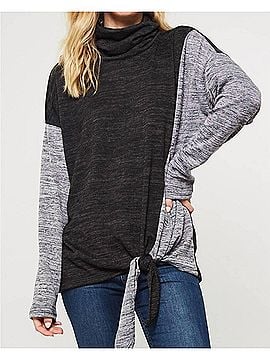 Promesa U.S.A. Color Block Knit Top in Charcoal/Black (view 2)