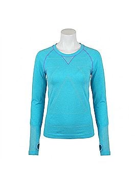 Zensah Women's Run Seamless Long Sleeve Shirt in Heather Aqua (view 1)