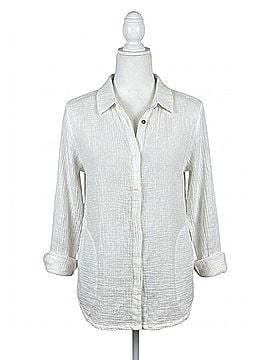 hello nite Long Sleeve Gauze Button Down in White (view 1)