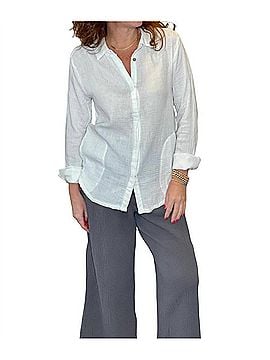 hello nite Long Sleeve Gauze Button Down in White (view 2)