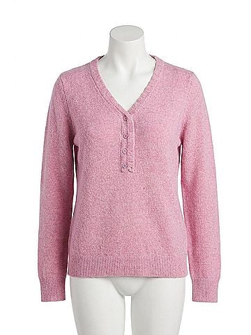 Staccato Penn Ruffle V-Neck Sweater in Pink (view 1)