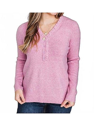 Staccato Penn Ruffle V-Neck Sweater in Pink (view 2)