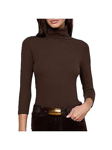 L'Agence Aja Turtleneck Top in Coffee Bean (view 2)